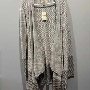 Lucky Brand Gray Cardigan Sweater with Waterfall Front